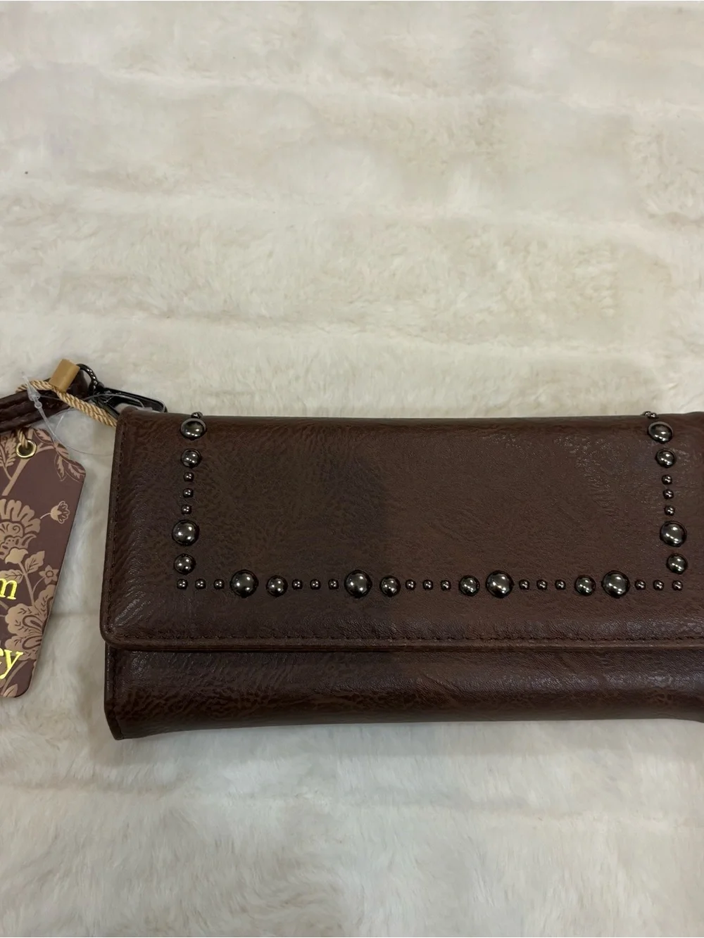 Sam & Hadley Wallet Brown Stud-Trim Women's Wallet Clutch
